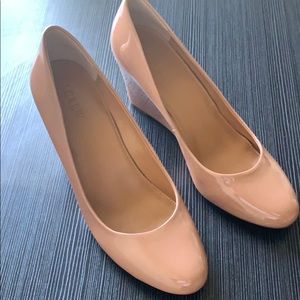 Jcrew patent wedge tan
